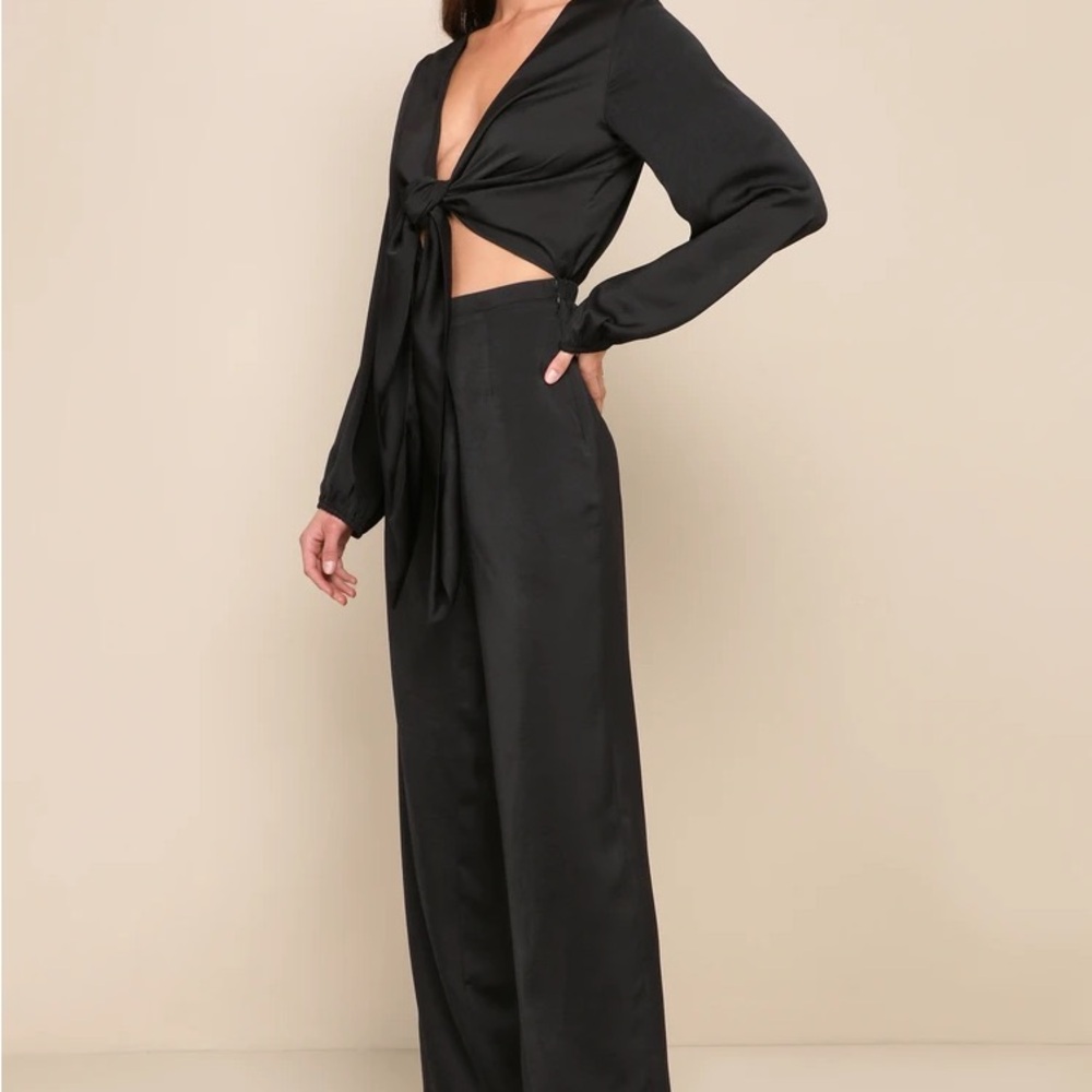 Lulu’s Black Satin Jumpsuit